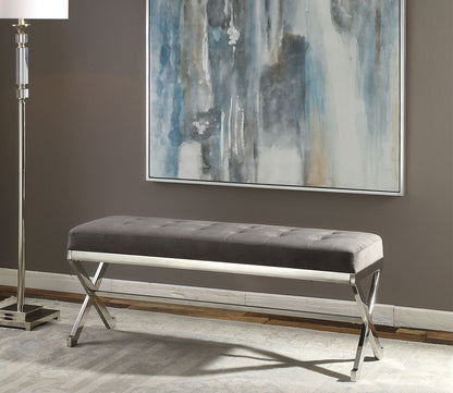 Bijou Gray Fabric Bench by Uttermost