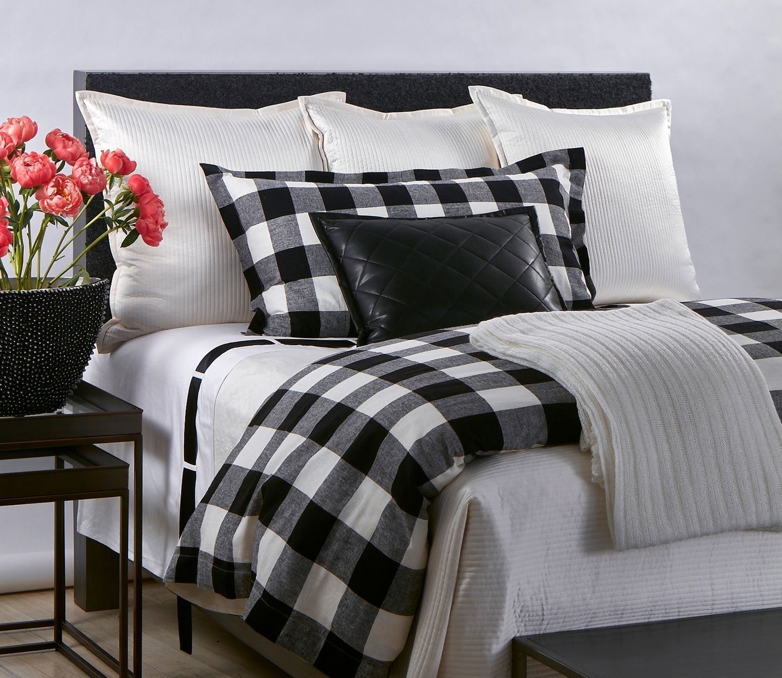 Black and White Plaid 3-Piece Duvet Cover Set