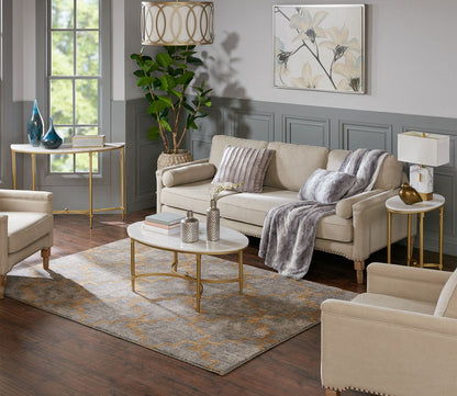 Bordeaux White Marble Oval End Table by Madison Park Signature