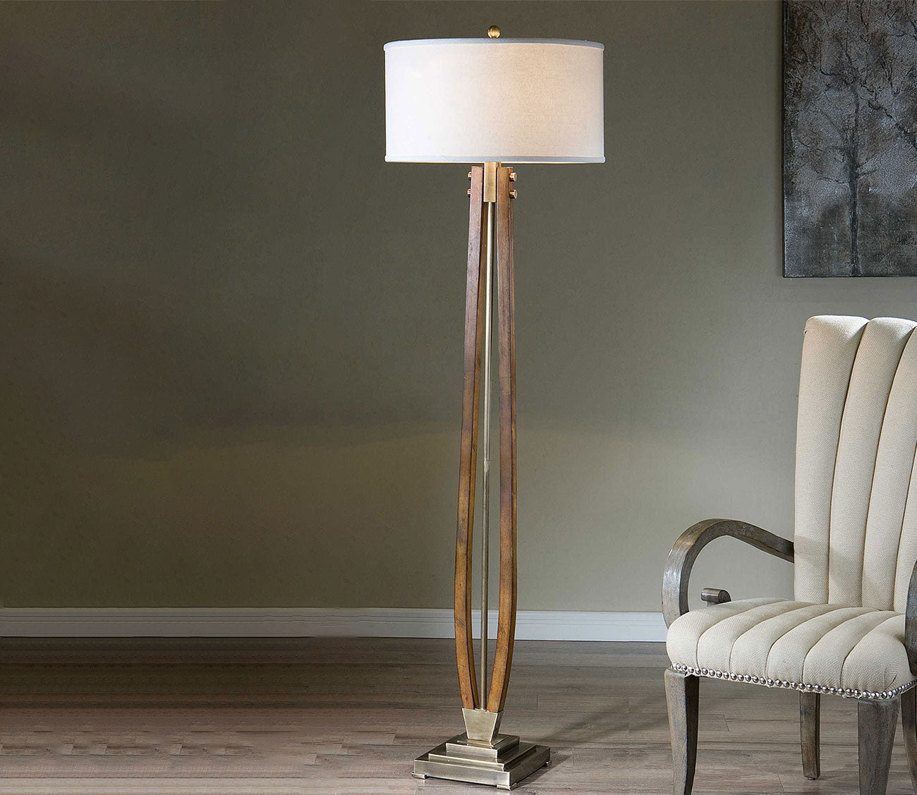 Boydton Burnished Wood Floor Lamp