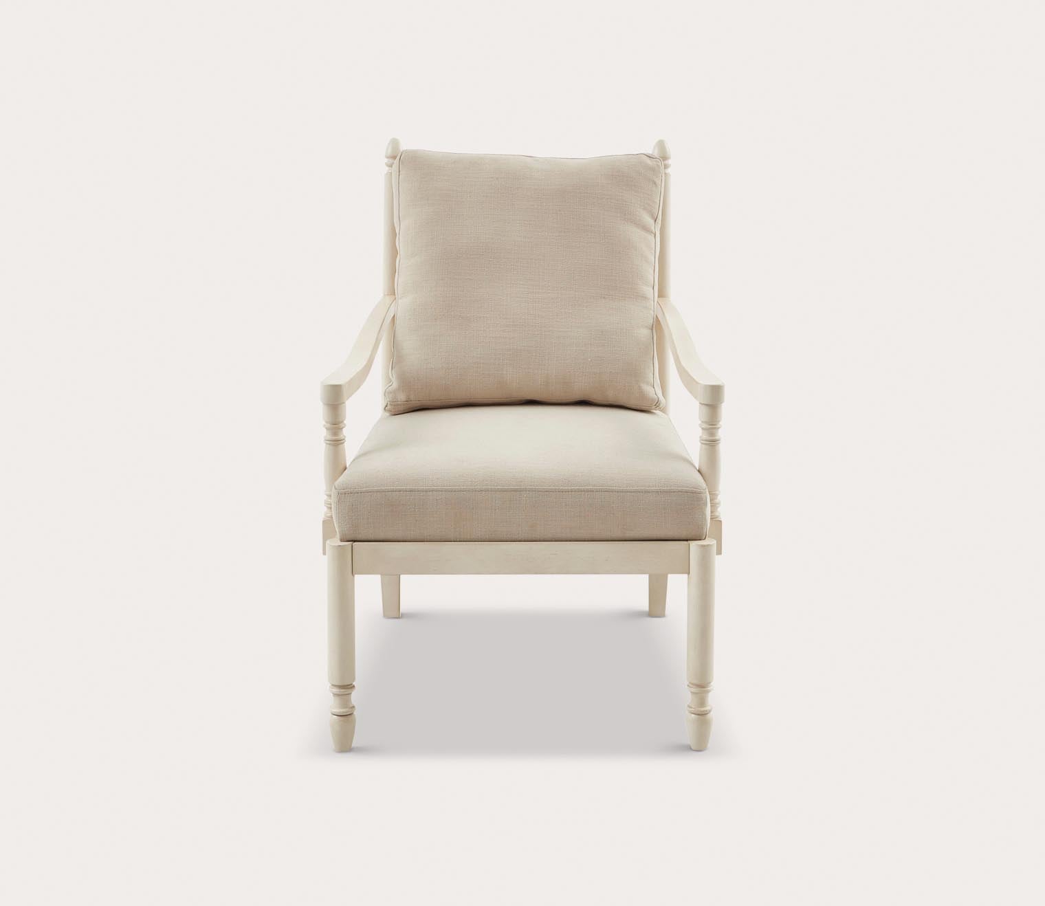 Braxton Cream Upholstered Wood Accent Chair by Martha Stewart