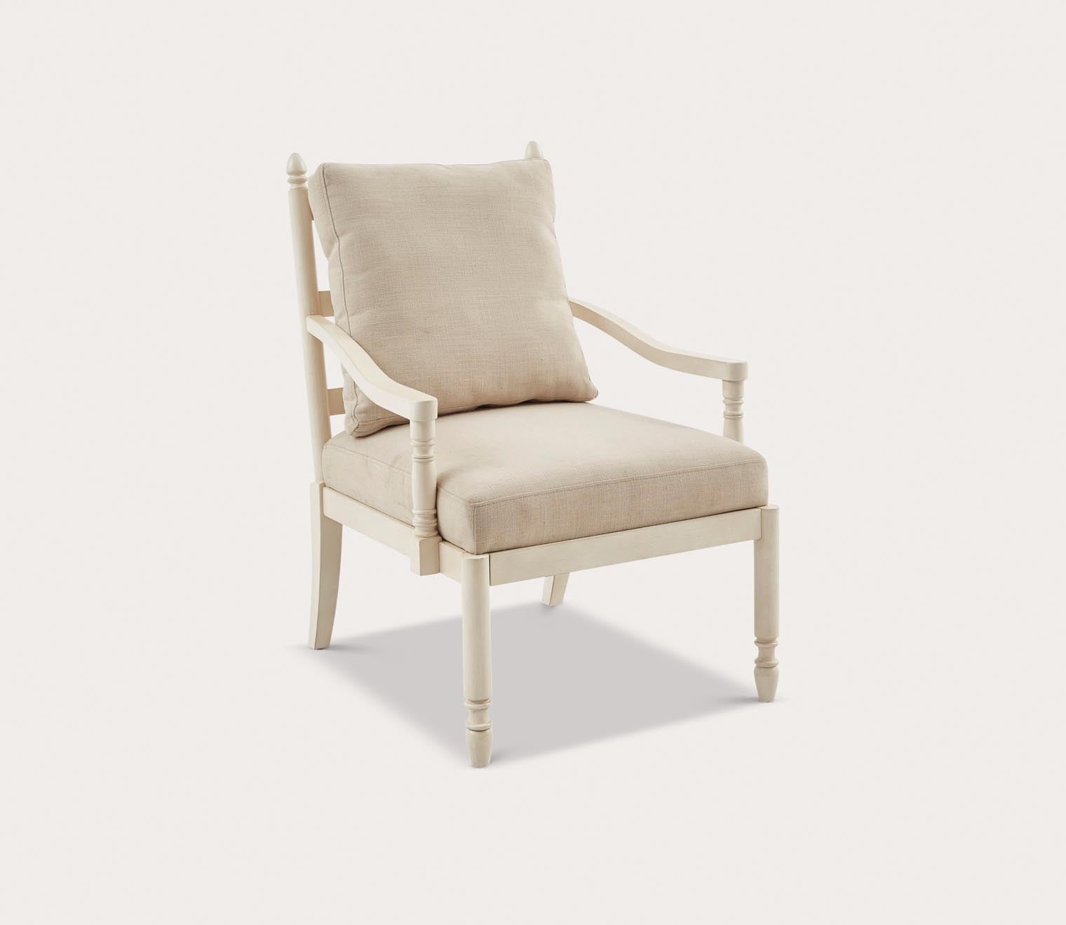 Braxton Cream Upholstered Wood Accent Chair by Martha Stewart
