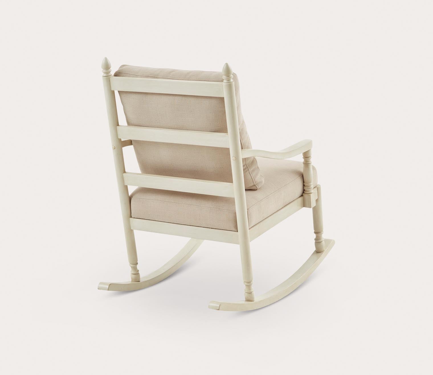 Braxton Cream Upholstered Wood Rocking Chair by Martha Stewart