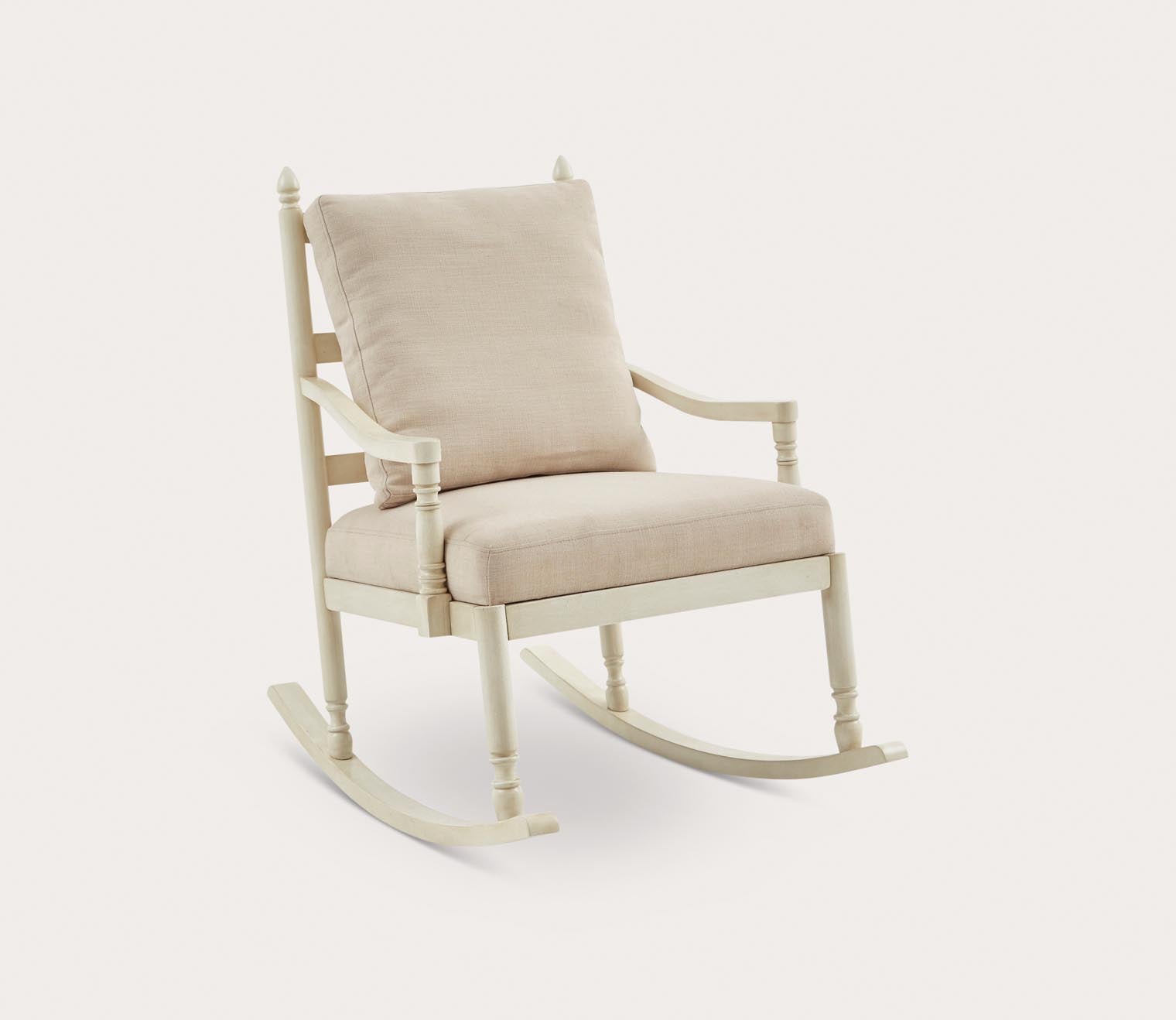 Braxton Cream Upholstered Wood Rocking Chair by Martha Stewart