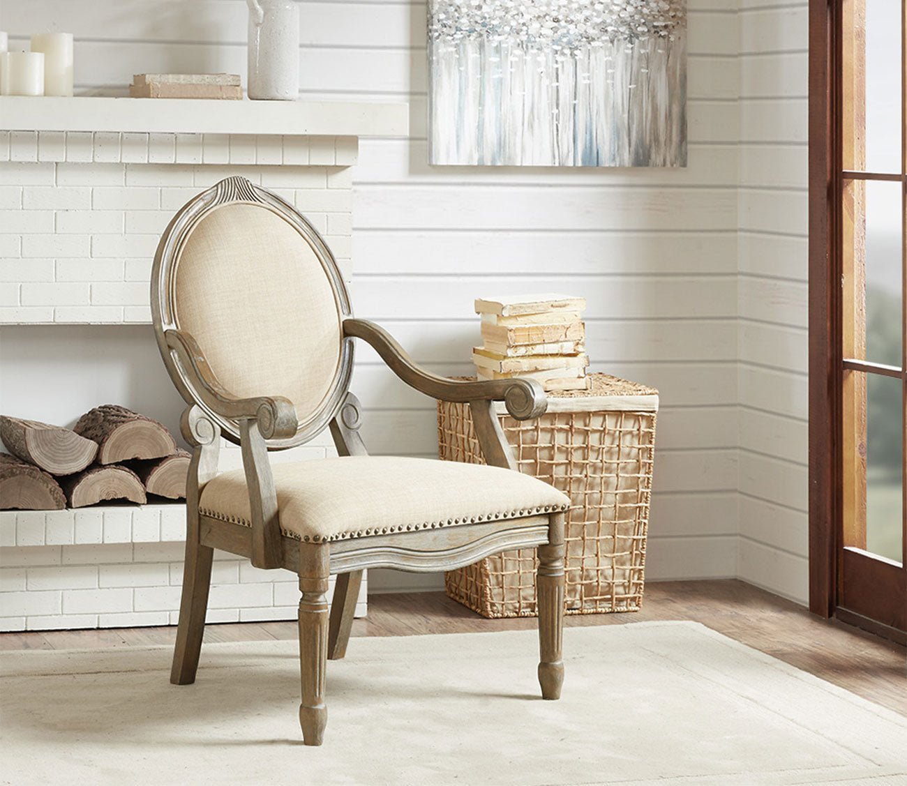 Brentwood Exposed Wood Upholstered Arm Chair by Madison Park