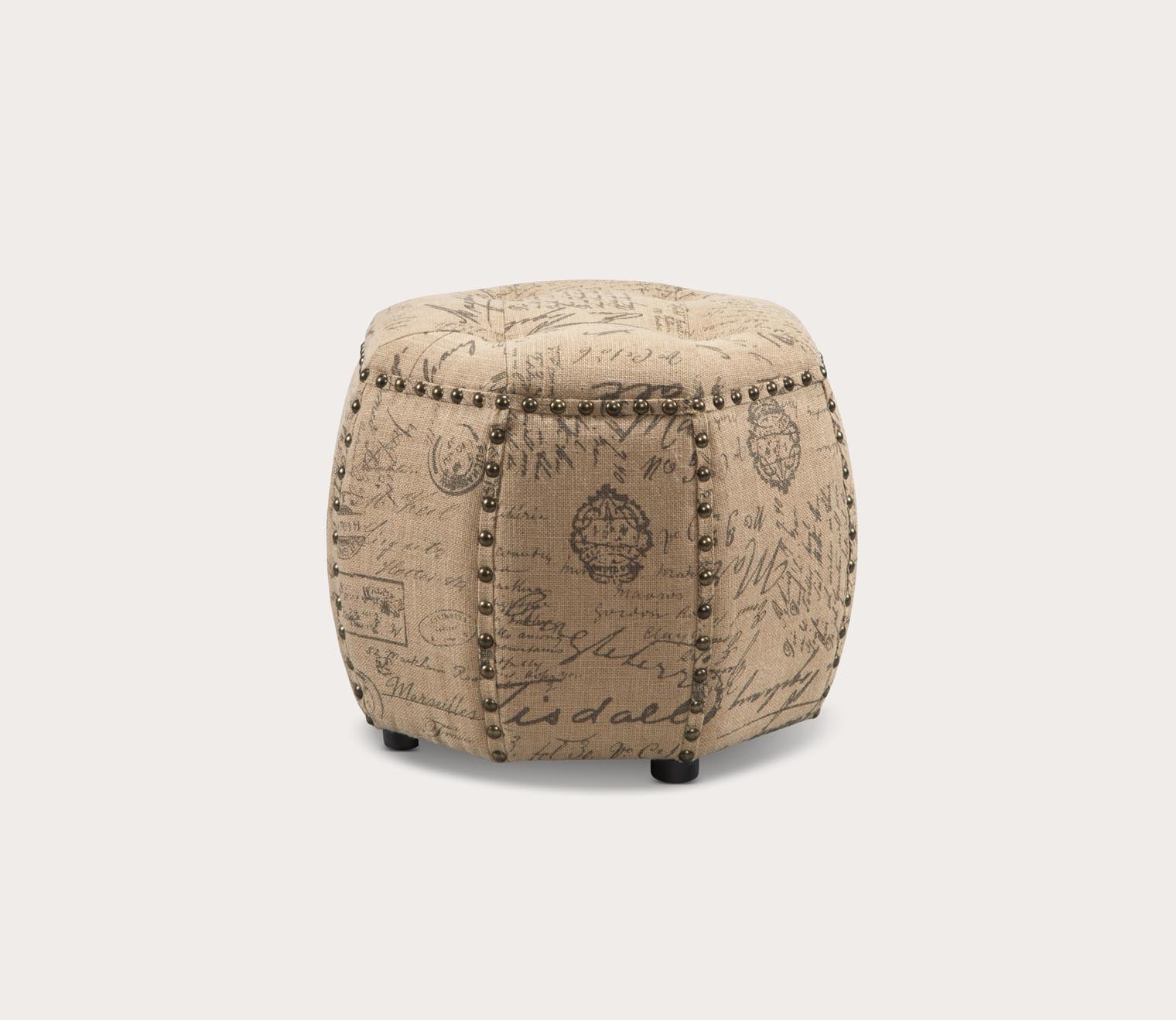 Brianna Tufted Jute Fabric Octagon Ottoman by Madison Park