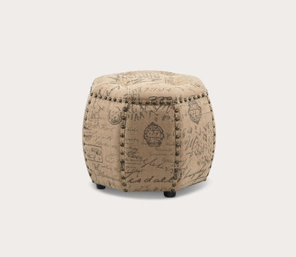 Brianna Tufted Jute Fabric Octagon Ottoman by Madison Park