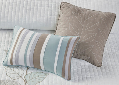 Caelie Reversible Leaf Embroidered Microfiber 6-Piece Coverlet Set by Madison Park