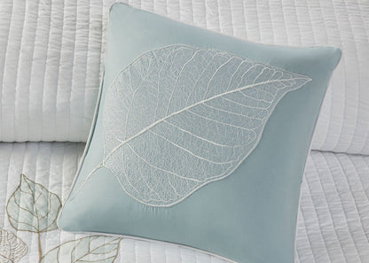 Caelie Reversible Leaf Embroidered Microfiber 6-Piece Coverlet Set by Madison Park