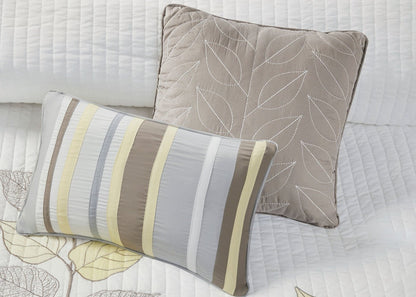 Caelie Reversible Leaf Embroidered Microfiber 6-Piece Coverlet Set by Madison Park