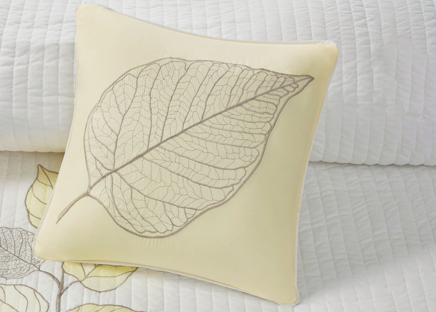 Caelie Reversible Leaf Embroidered Microfiber 6-Piece Coverlet Set by Madison Park