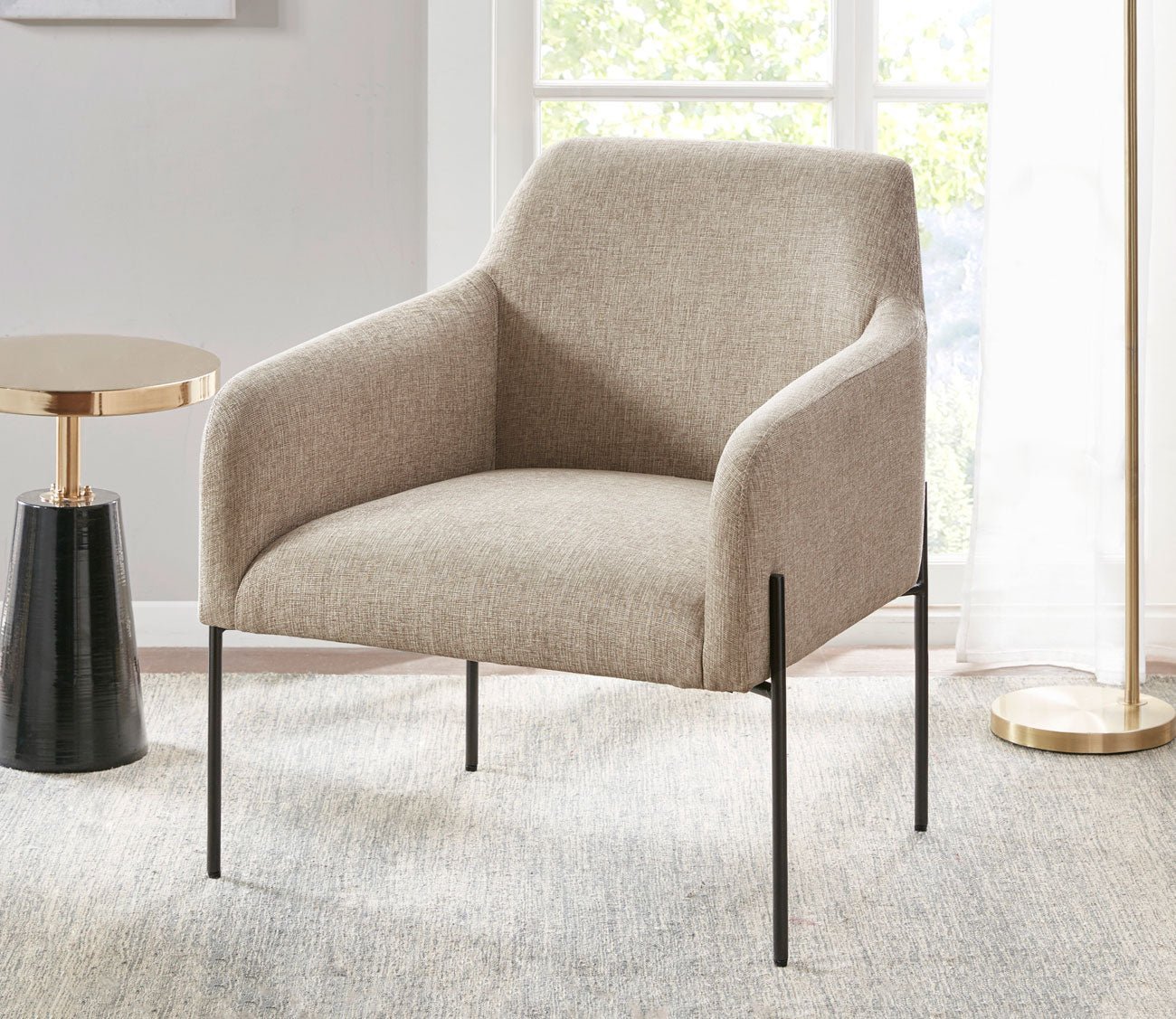 Calder Black Metal Leg Upholstered Accent Chair