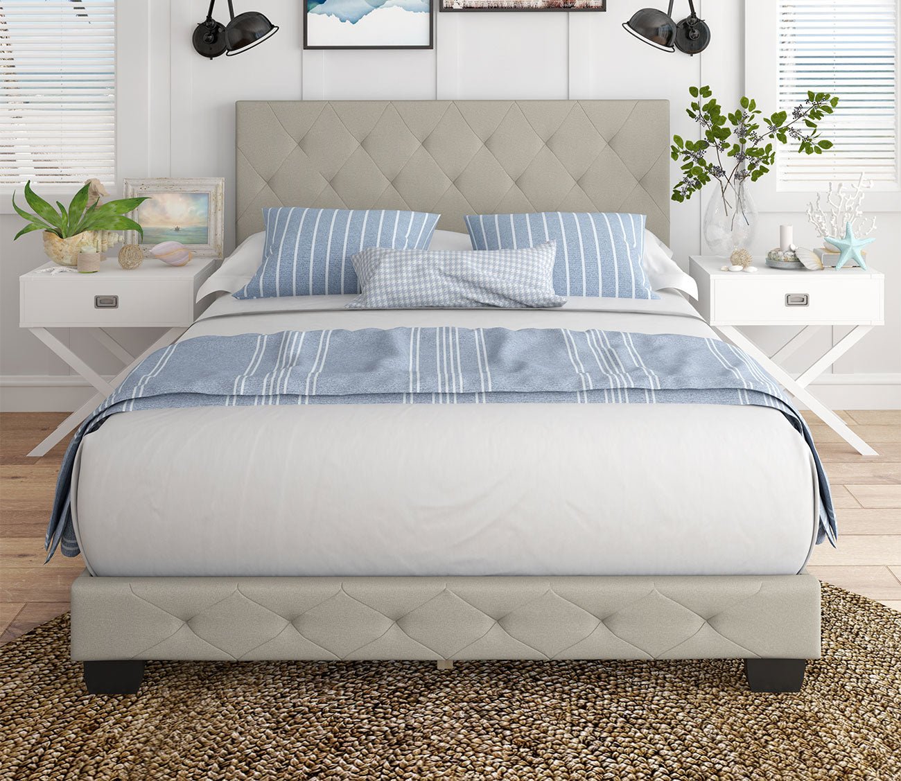 Caldwell Linen Fabric Upholstered Platform Bed by Arkotec