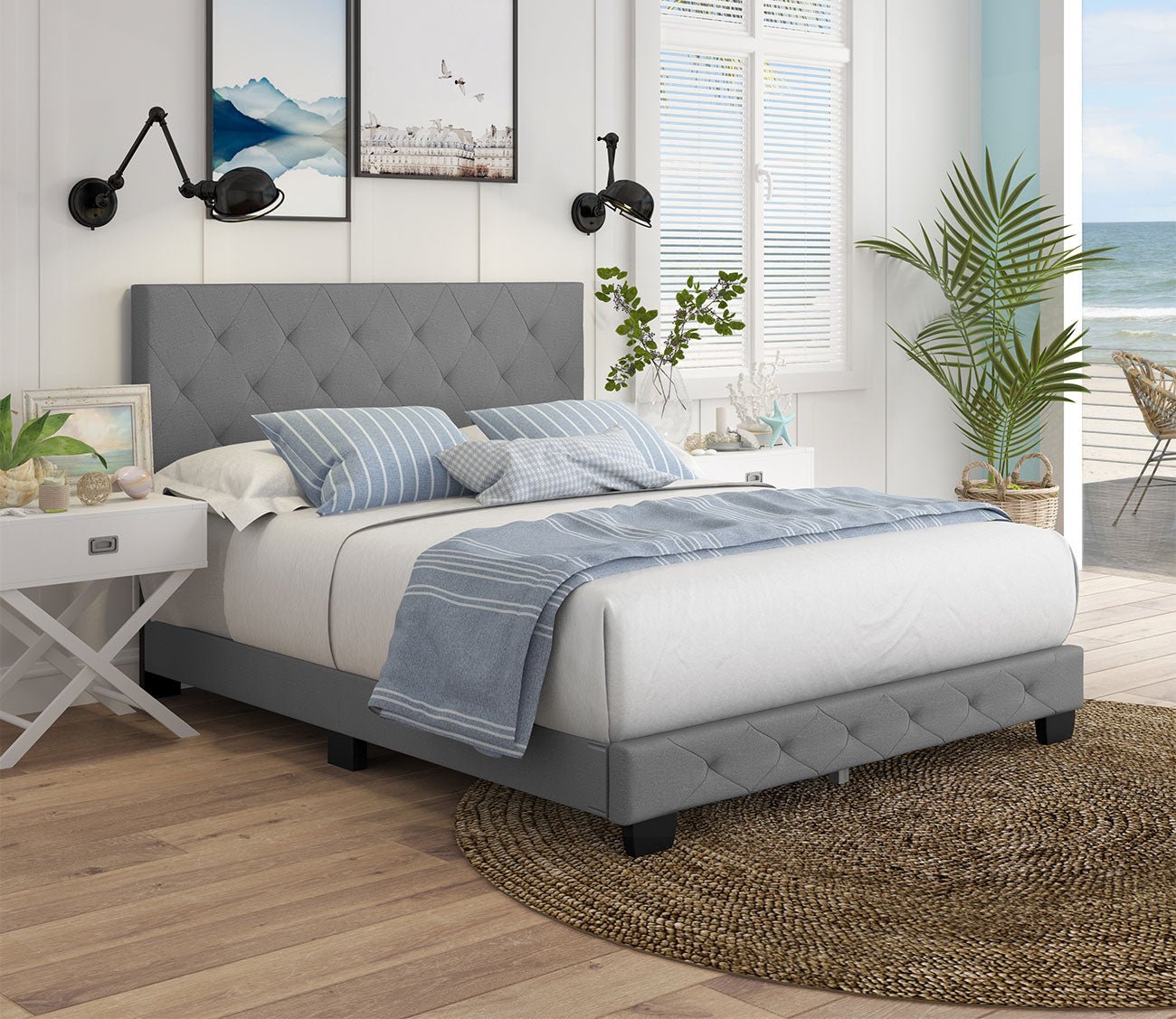 Caldwell Linen Fabric Upholstered Platform Bed by Arkotec