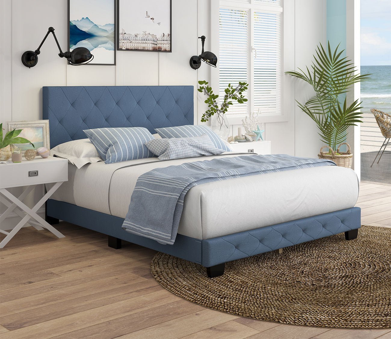 Caldwell Linen Fabric Upholstered Platform Bed by Arkotec