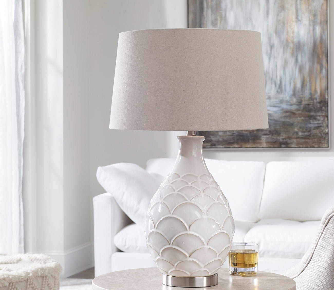 Camellia Glossed White Table Lamp by Uttermost