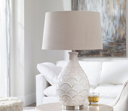 Camellia Glossed White Table Lamp by Uttermost