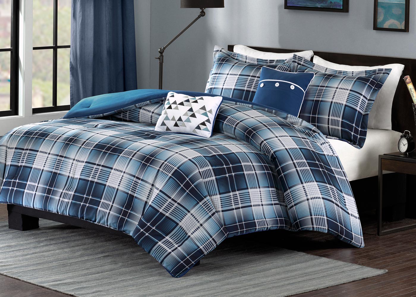 Camilo Plaid Printed Youth 5-Piece Comforter Set
