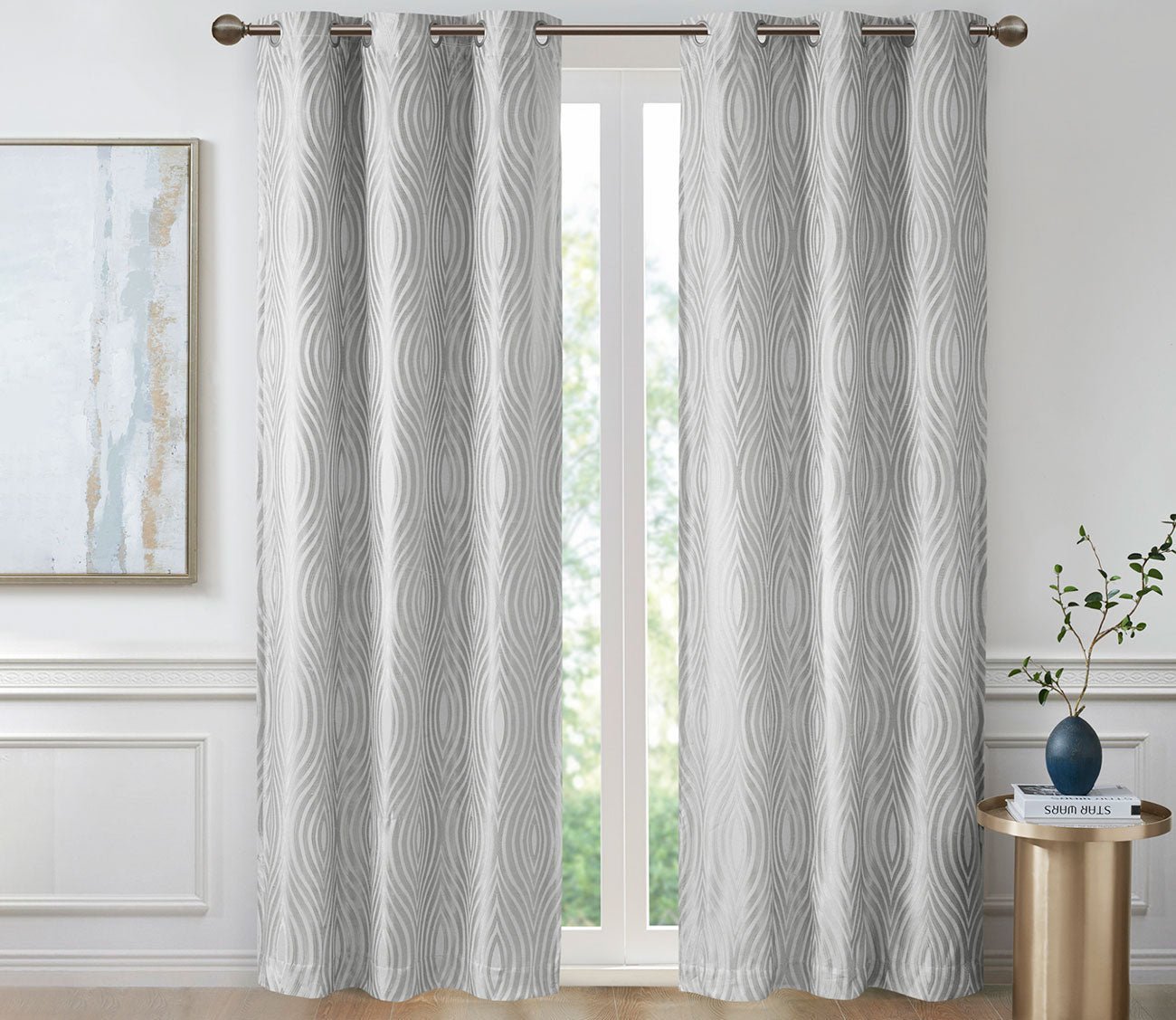 Cannes Ogee Jacquard Total Blackout Magnetic Curtain Panel Pair