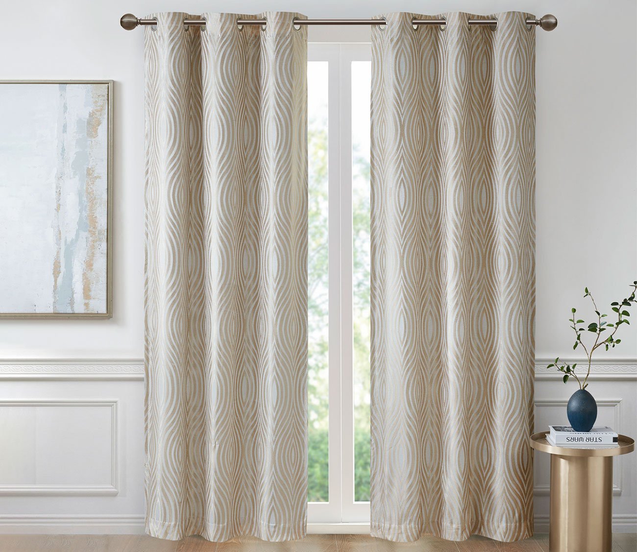 Cannes Ogee Jacquard Total Blackout Magnetic Curtain Panel Pair by Beautyrest