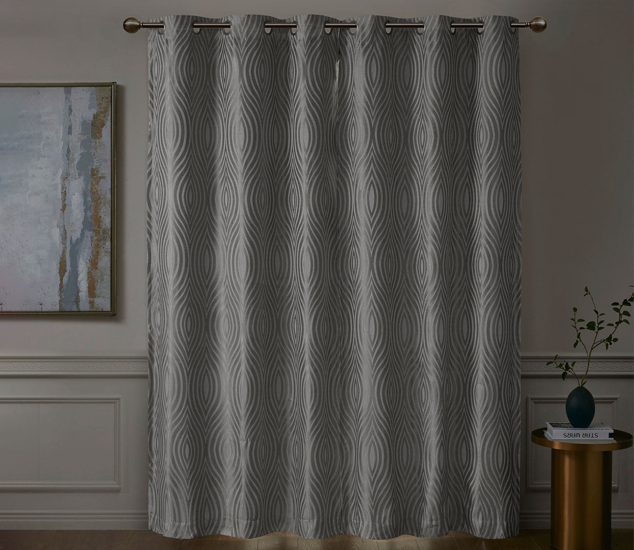 Cannes Ogee Jacquard Total Blackout Magnetic Curtain Panel Pair by Beautyrest