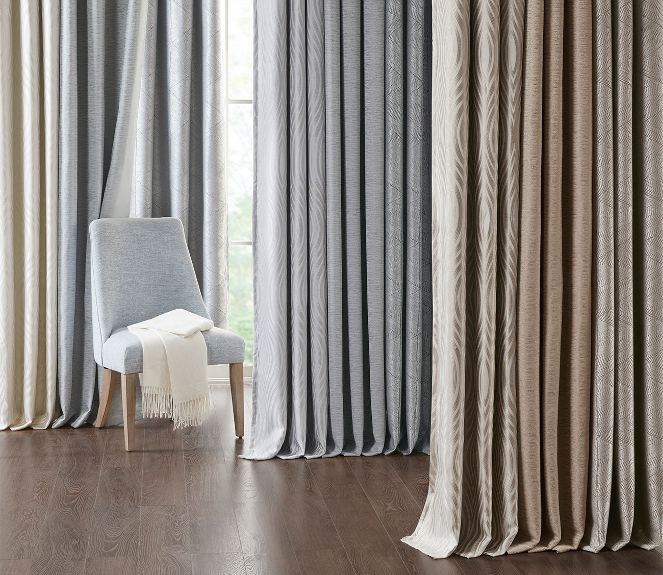 Cannes Ogee Jacquard Total Blackout Magnetic Curtain Panel Pair by Beautyrest