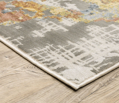 Caravan Contemporary Beige Blue Abstract Rug by Oriental Weavers