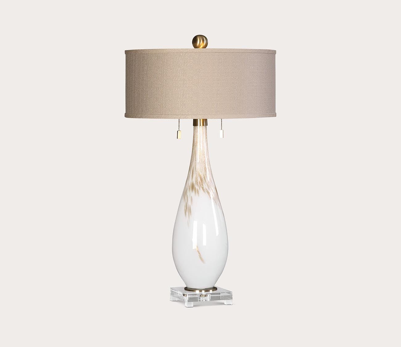 Cardoni White Glass Table Lamp by Uttermost