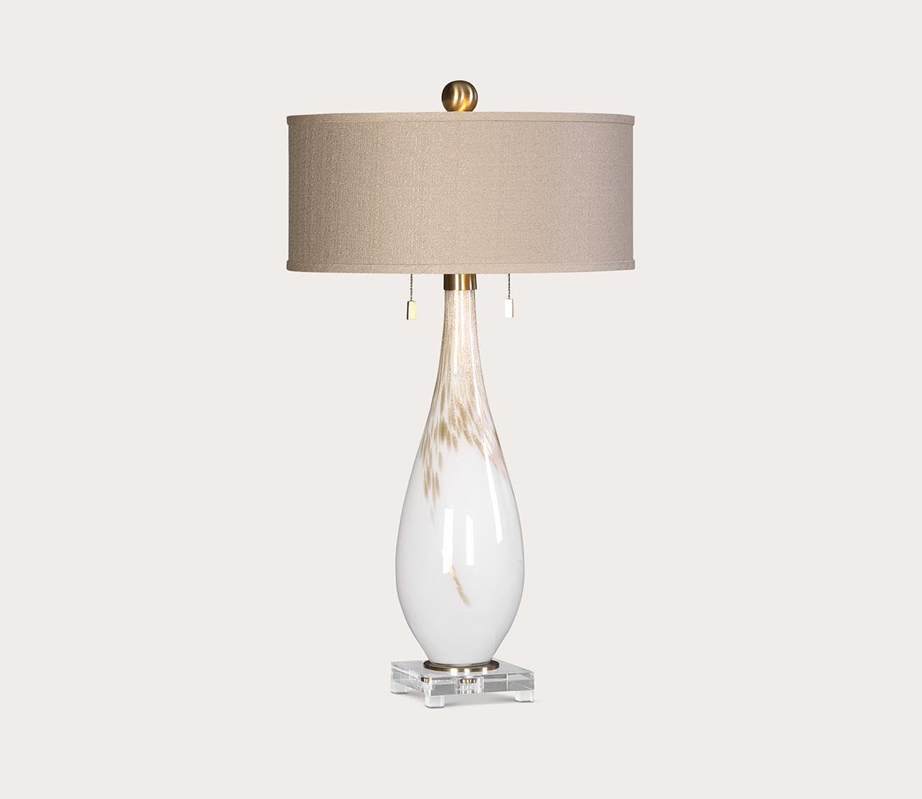 Cardoni White Glass Table Lamp by Uttermost