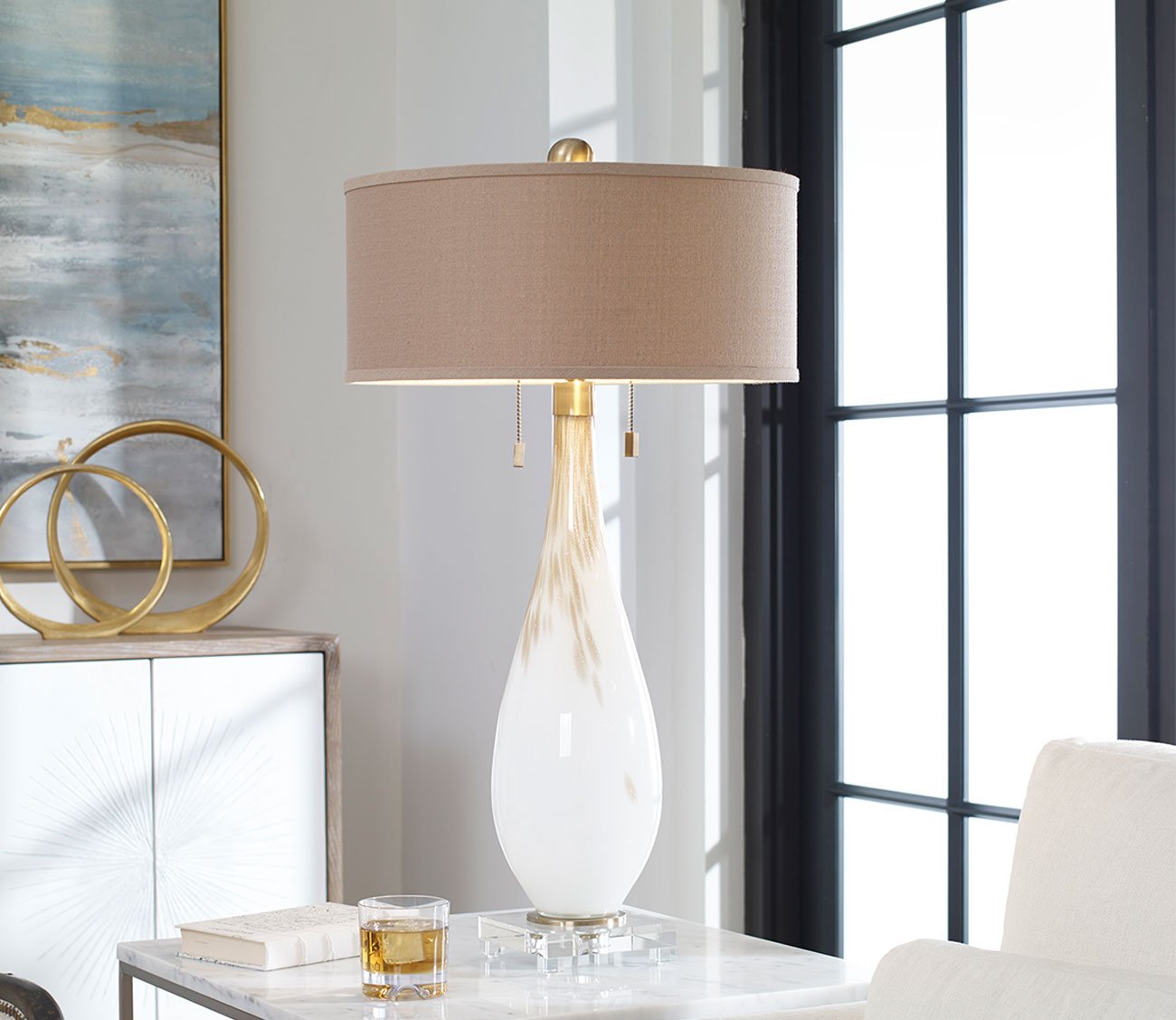 Cardoni White Glass Table Lamp