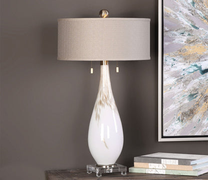 Cardoni White Glass Table Lamp by Uttermost