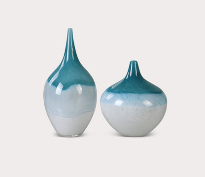 Carla Teal White Vases Set of 2 by Uttermost