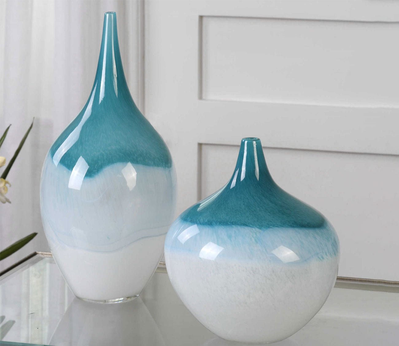 Carla Teal White Vases Set of 2