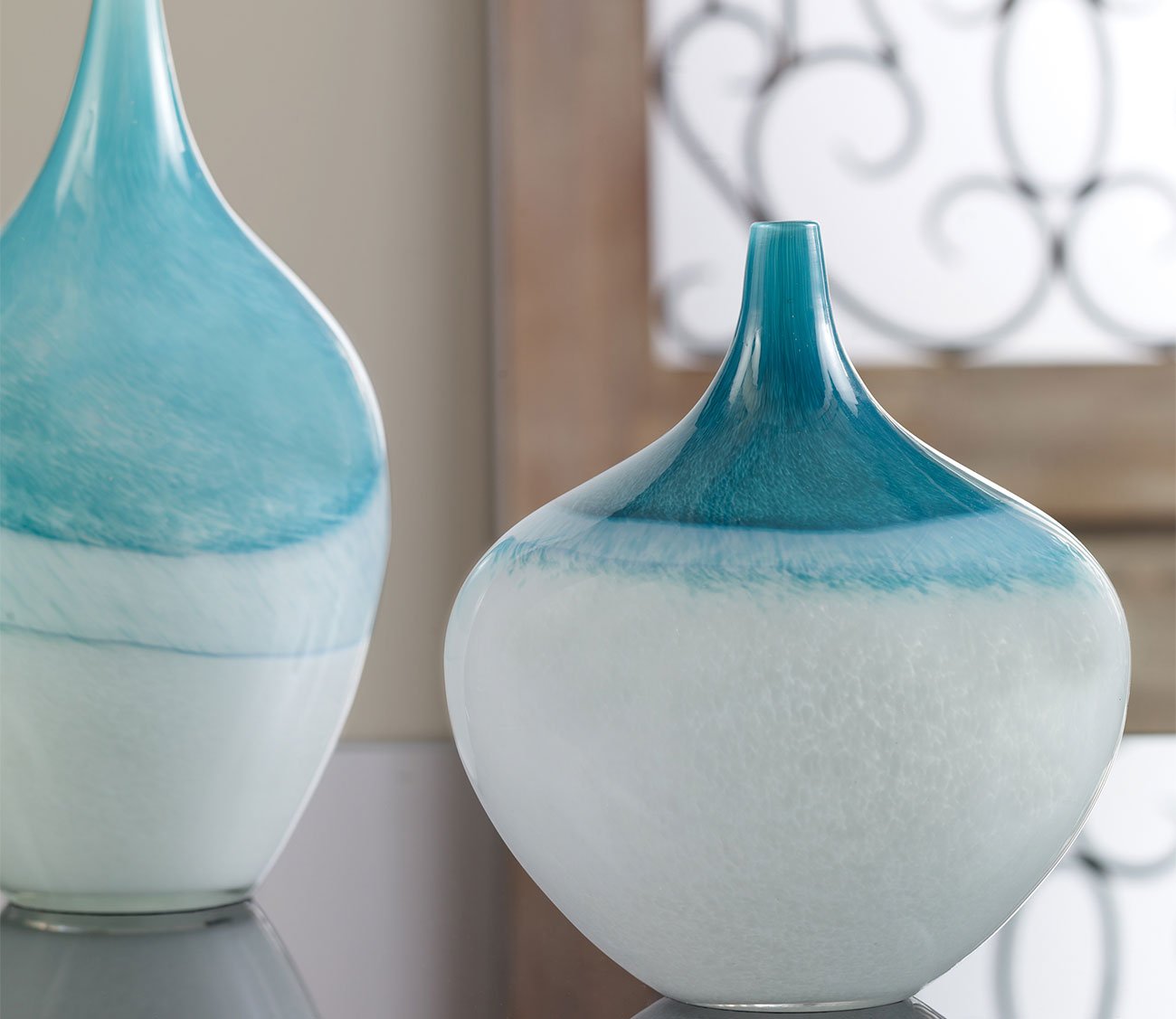 Carla Teal White Vases Set of 2 by Uttermost