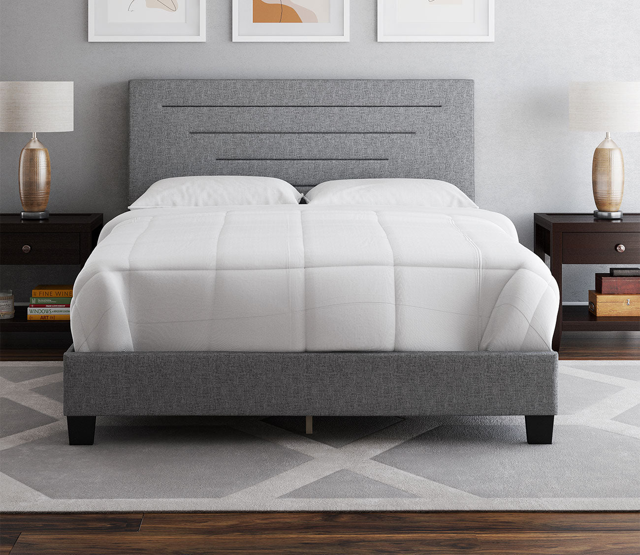 Carolina Linen Fabric Upholstered Platform Bed by Arkotec