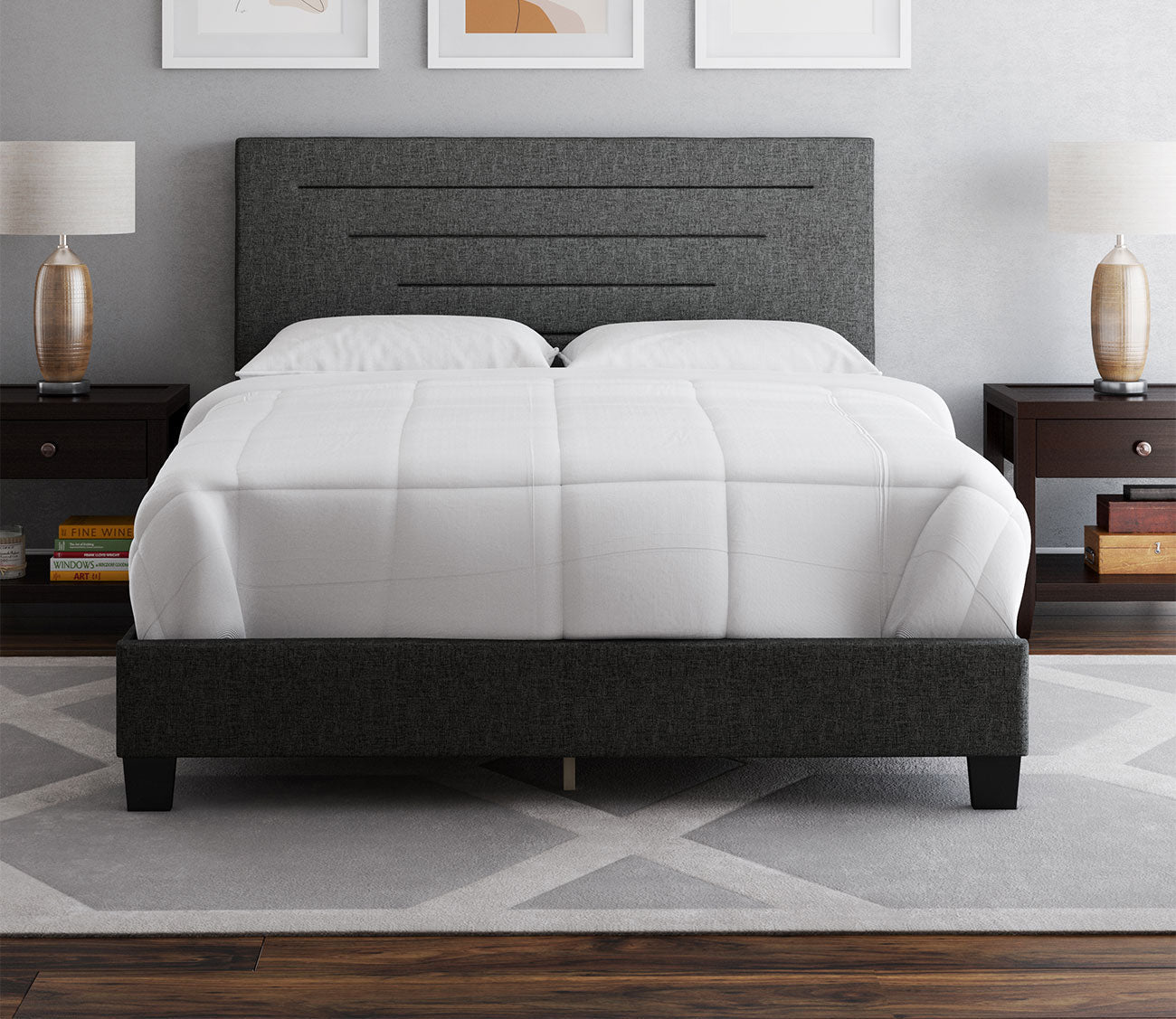 Carolina Linen Fabric Upholstered Platform Bed