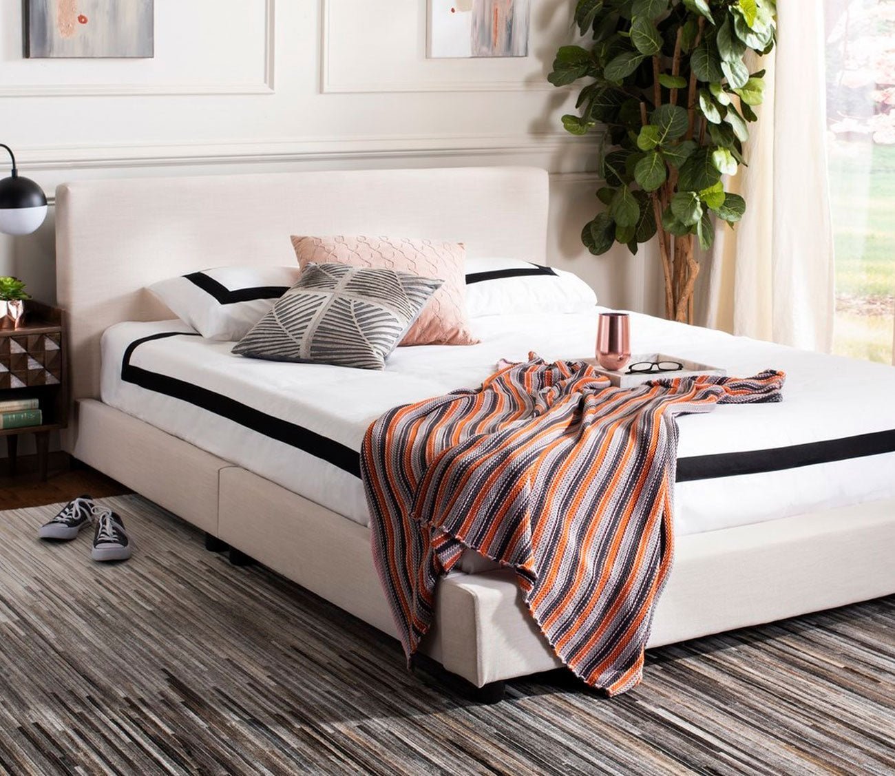 Carter Linen Fabric Upholstered Bed