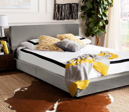 Carter Linen Fabric Upholstered Bed by Safavieh