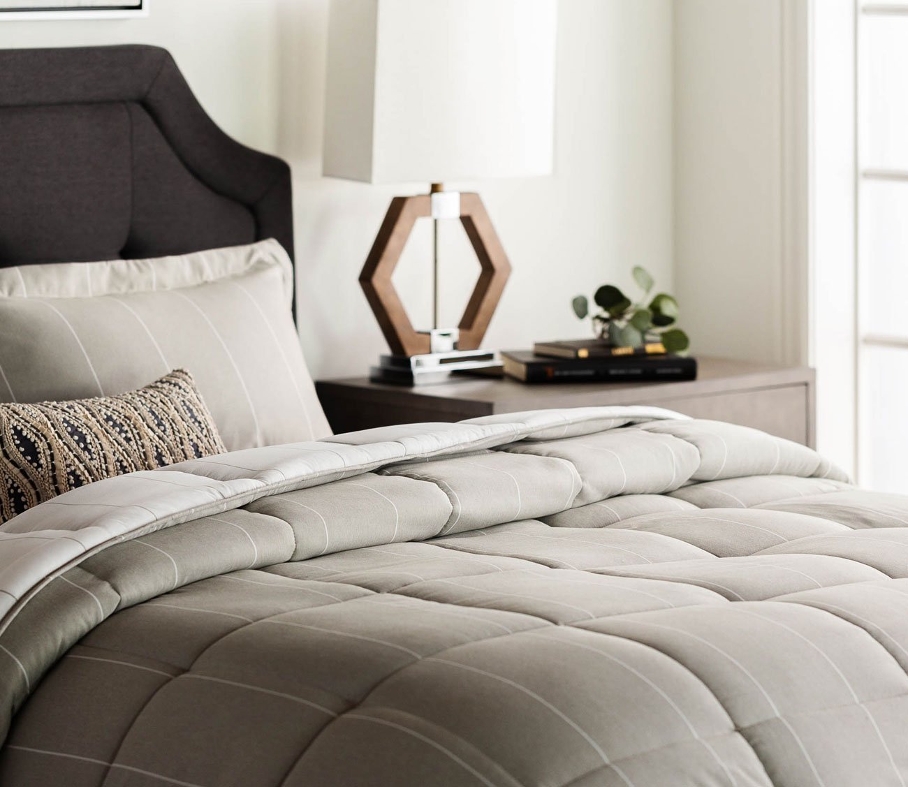 Chambray Hypoallergenic Down Alternative Comforter Set by Malouf