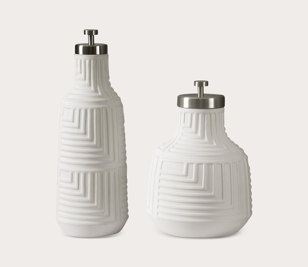 Chandran Matte White Containers Set of 2 by Uttermost