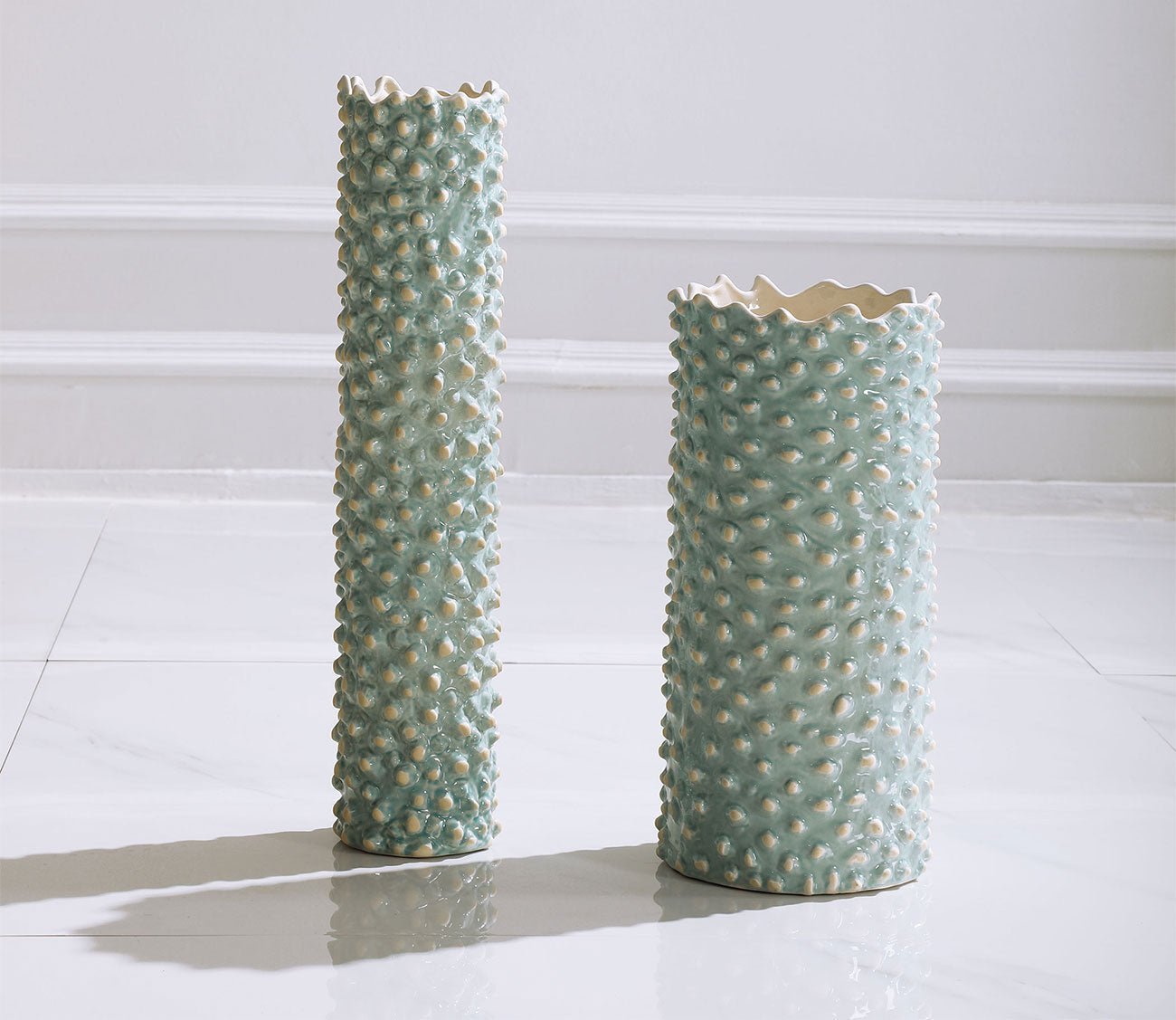 Ciji Aqua Ceramic Vases Set of 2