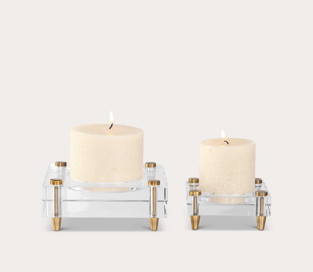 Claire Crystal Block Candleholders Set of 2 by Uttermost
