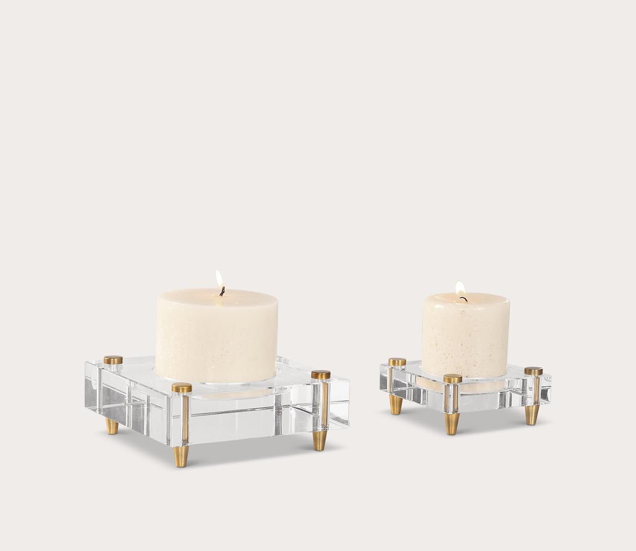Claire Crystal Block Candleholders Set of 2 by Uttermost