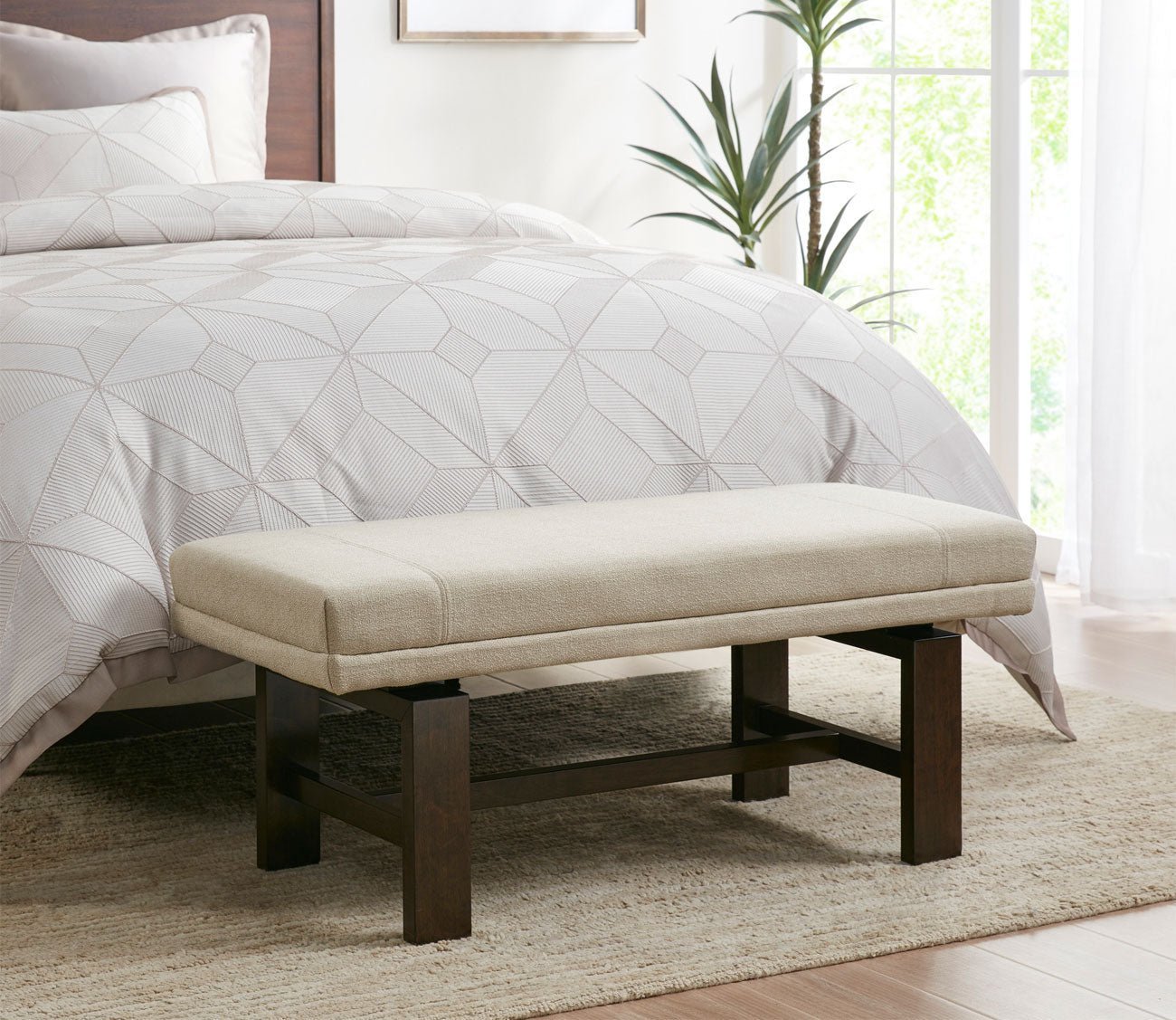 Claymore Natural Fabric Upholstered Accent Bench by Madison Park