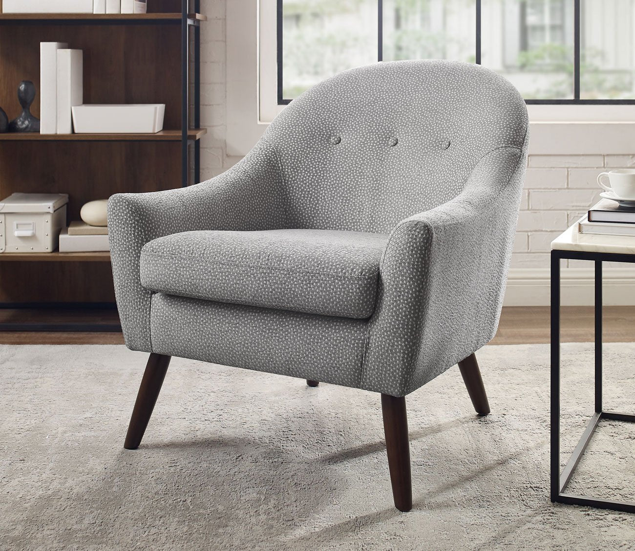 Clenna Gray Fabric Upholstered Accent Chair by Linon