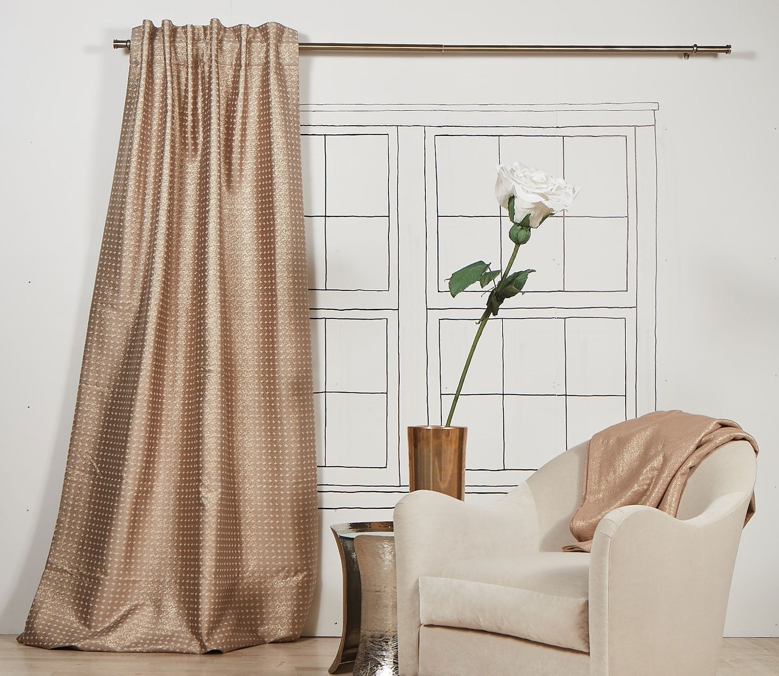 Coin Jacquard Room Darkening Curtain Panel