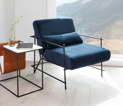 Collins Dark Blue Velvet Upholstered Armchair by Moe's Furniture