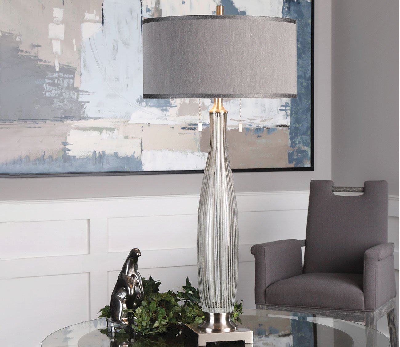 Coloma Gray Glass Table Lamp