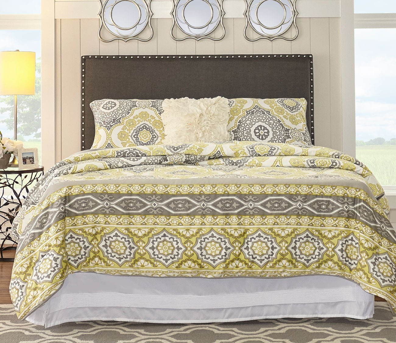 Contempo Fabric Upholstered Headboard by Linon