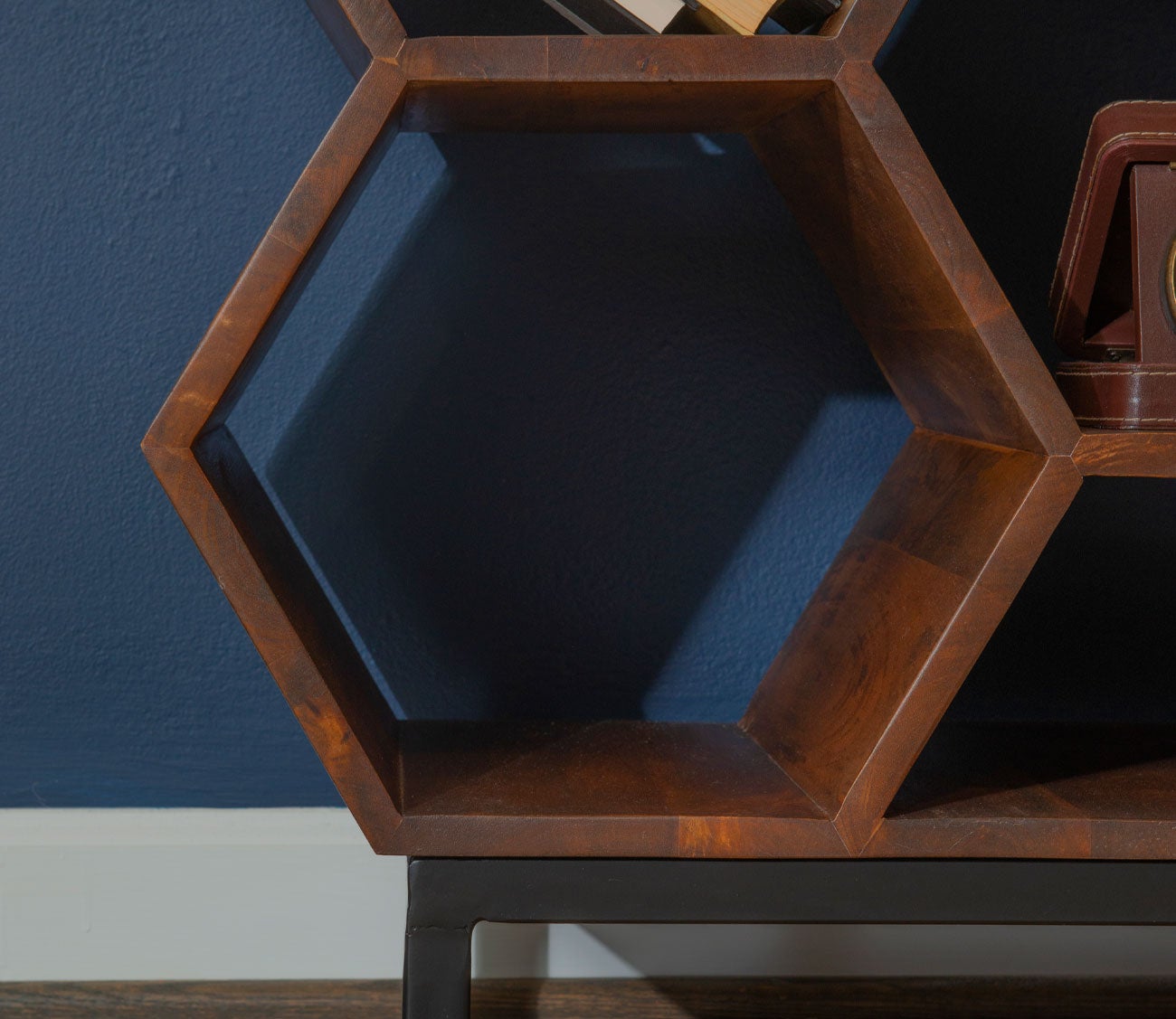 Coram Brown Wood Geometric Bookshelf by Powell
